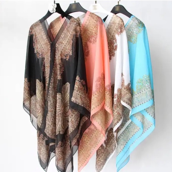 FAB Gypsy sheer poncho w resort vacation cruise vibe multifunctional - Picture 12 of 12